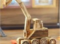 木质拼装模型玩具挖掘机 木制组装挖掘机模型